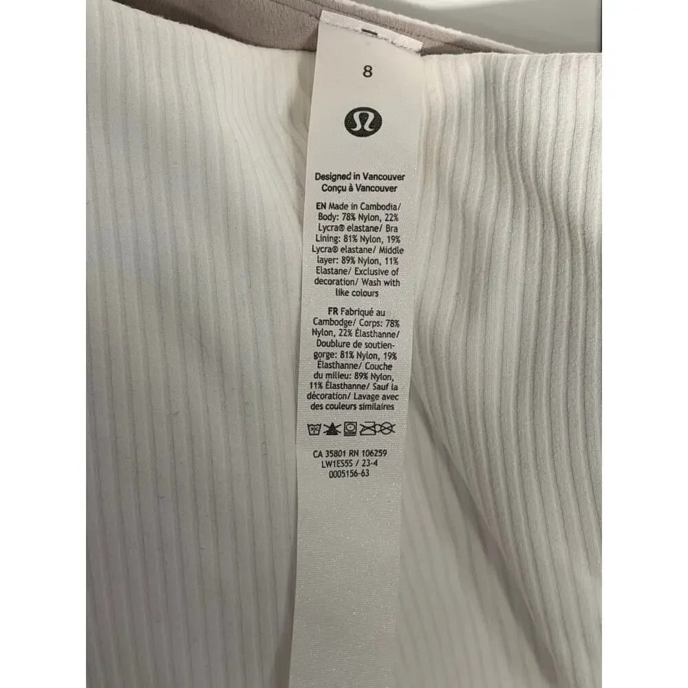 Lululemon Ribbed Nulu Asymmetrical Yoga Tank White Size 8 NWT Built In Bra - Picture 5 of 6